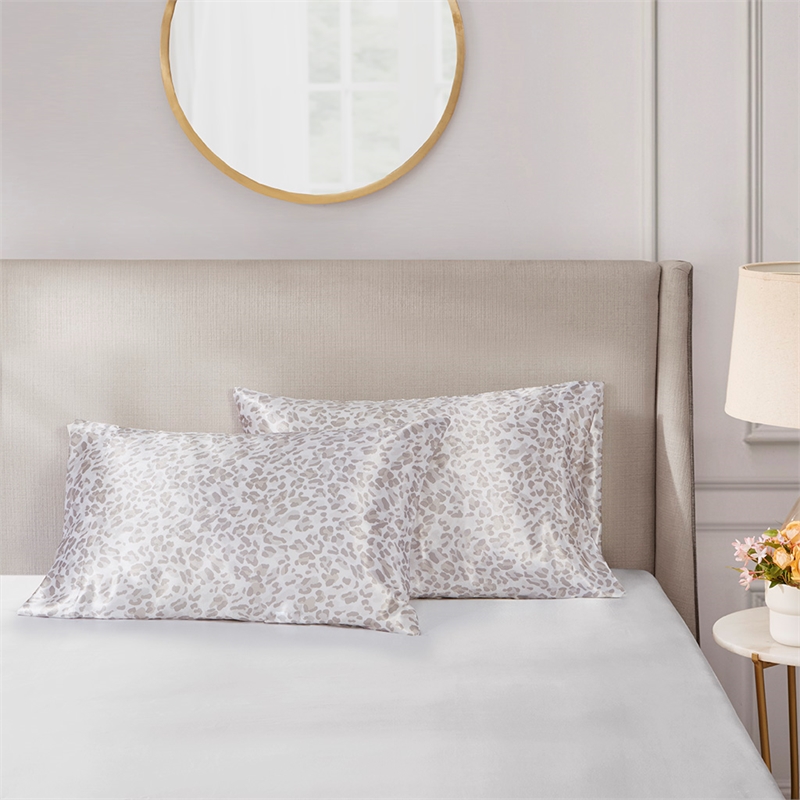 Madison Park Essentials Printed Satin 2-Piece Modern Fabric Pillowcases - Brown