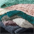 Madison Park Ruched Fur Modern Style Fabric Throw in Slate Blue Finish