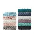 Madison Park Ruched Fur Modern Style Fabric Throw in Slate Blue Finish