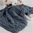 Madison Park Ruched Fur Modern Style Fabric Throw in Slate Blue Finish