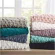 Madison Park Ruched Fur Modern Style Fabric Throw in Slate Blue Finish