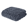 Madison Park Ruched Fur Modern Style Fabric Throw in Slate Blue Finish