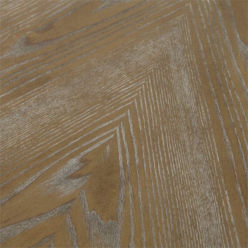 Madison Park Lexi Round Farmhouse Wood Pedestal Dining Table in Walnut