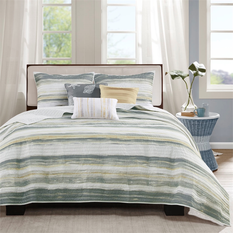Madison Park Marina 6-Piece Quilted Microfiber Coverlet Set in Yellow