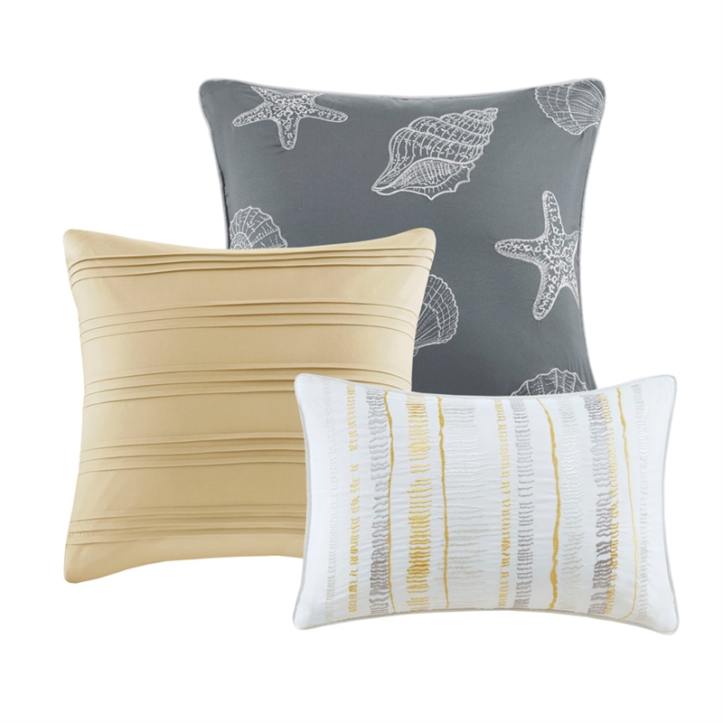 Madison Park Marina 6-Piece Coastal Quilted Microfiber Coverlet Set in Yellow