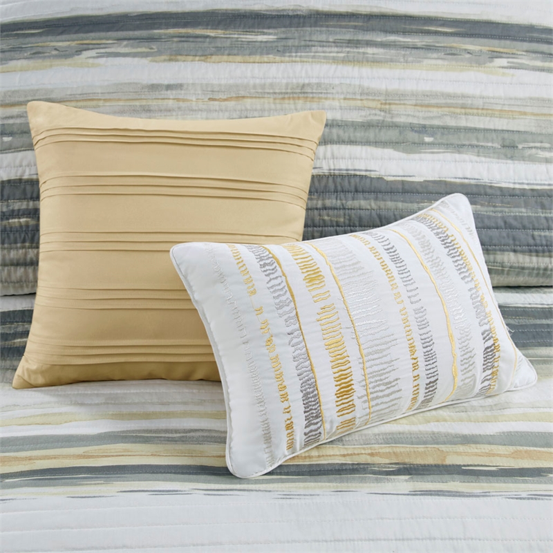 Madison Park Marina 6-Piece Coastal Quilted Microfiber Coverlet Set in Yellow
