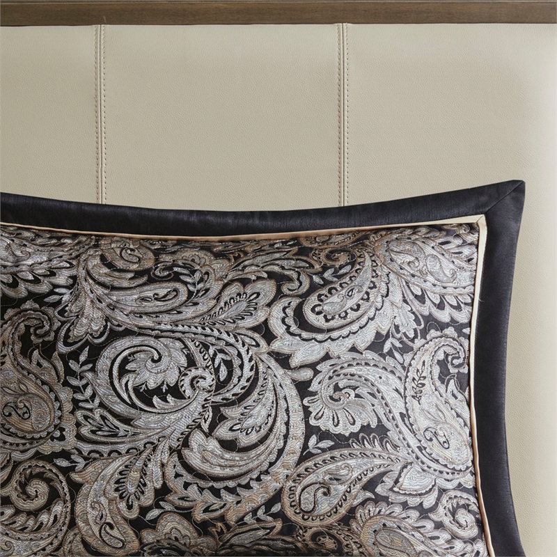 Madison Park Aubrey 5-Piece Cotton Reversible Jacquard Bedspread Set - Black