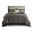 Madison Park Aubrey 5-Piece Cotton Reversible Jacquard Bedspread Set - Black