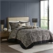 Madison Park Aubrey 5-Piece Cotton Reversible Jacquard Bedspread Set in Black