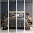 Madison Park Aubrey 5-Piece Cotton Reversible Jacquard Bedspread Set in Black