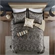Madison Park Aubrey 5-Piece Cotton Reversible Jacquard Bedspread Set in Black