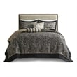Madison Park Aubrey 5-Piece Cotton Reversible Jacquard Bedspread Set in Black