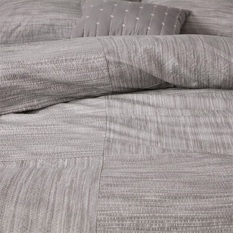 Madison Park Walter 7 Piece Printed Seersucker Comforter Set in Grey