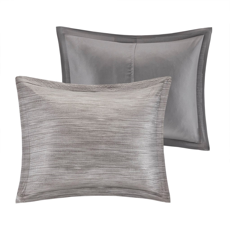 Madison Park Walter 7 Piece Printed Seersucker Comforter Set in Grey