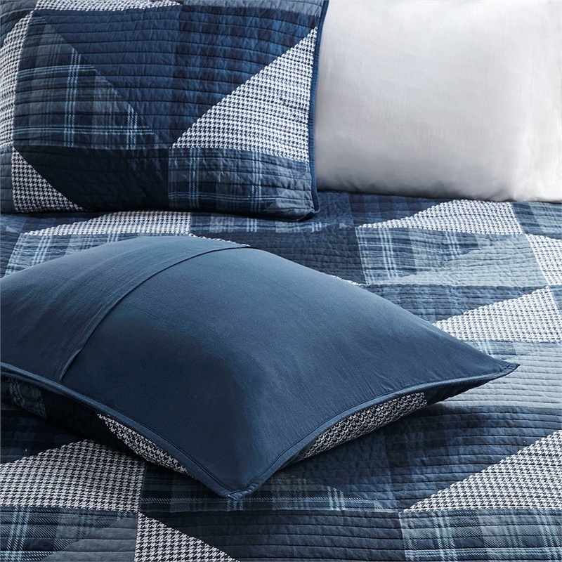 Woolrich Olsen Olsen 3 Piece Oversized Cotton Quilt Set in Blue