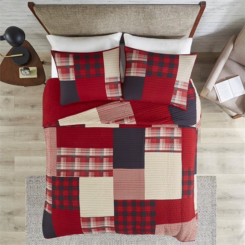 Woolrich Sunset Oversized Cotton Coverlet Mini Set in Red