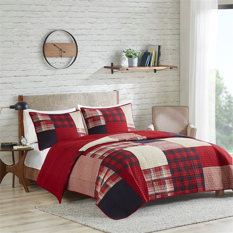 Woolrich Sunset Oversized Cotton Coverlet Mini Set in Red