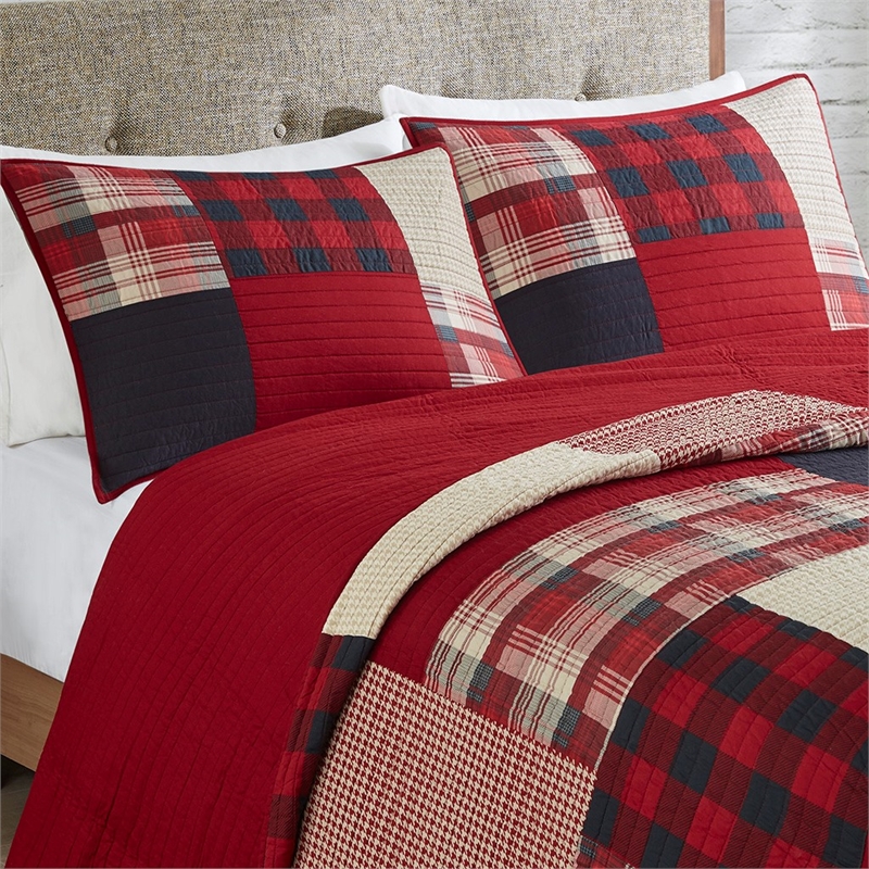 Woolrich Sunset Oversized Cotton Coverlet Mini Set in Red