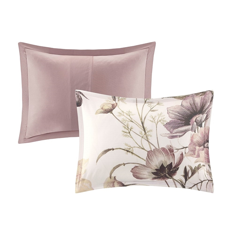 Madison Park Cassandra 3 Piece Cotton Printed Duvet Cover Set in Blush