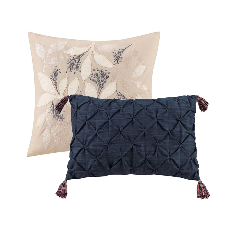Madison Park Camillia 8 Piece Cotton Comforter Set in Navy