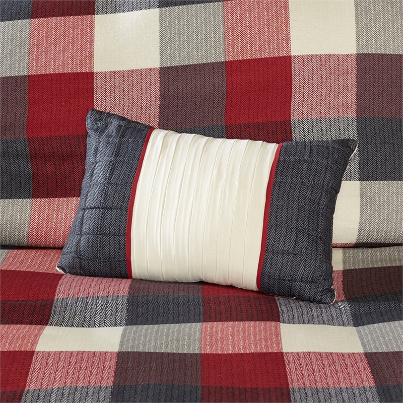Madison Park Ridge 6 Piece Herringbone Duvet Cover Set in Red