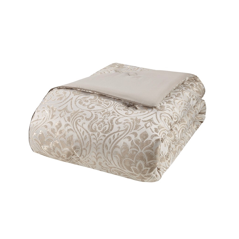 Madison Park Emilia 12 Piece Jacquard Complete Bed Set in Khaki