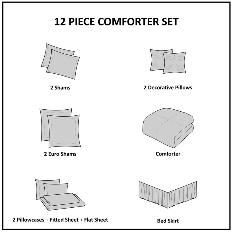 Madison Park Emilia 12 Piece Jacquard Complete Bed Set in Khaki