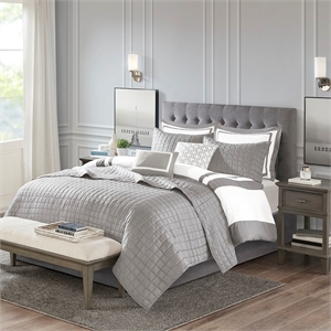 Madison Park Heritage 8 Piece Comforter and Coverlet Set Collection in Grey