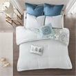Madison Park Isla 8 Piece Cotton Floral Printed Reversible Comforter Set in Blue