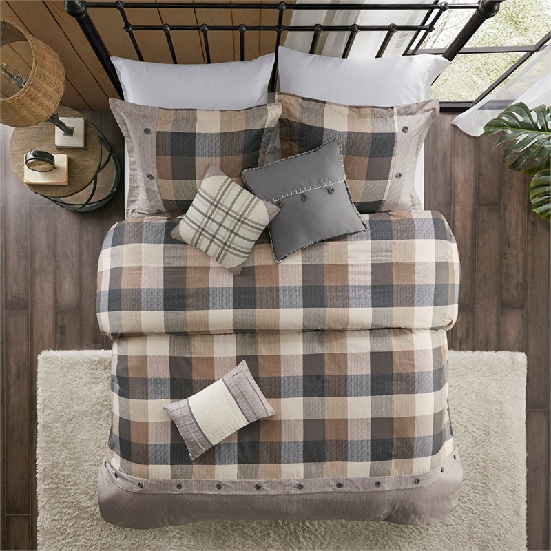 Madison Park Ridge 6 Piece Herringbone Duvet Cover Set in Neutral