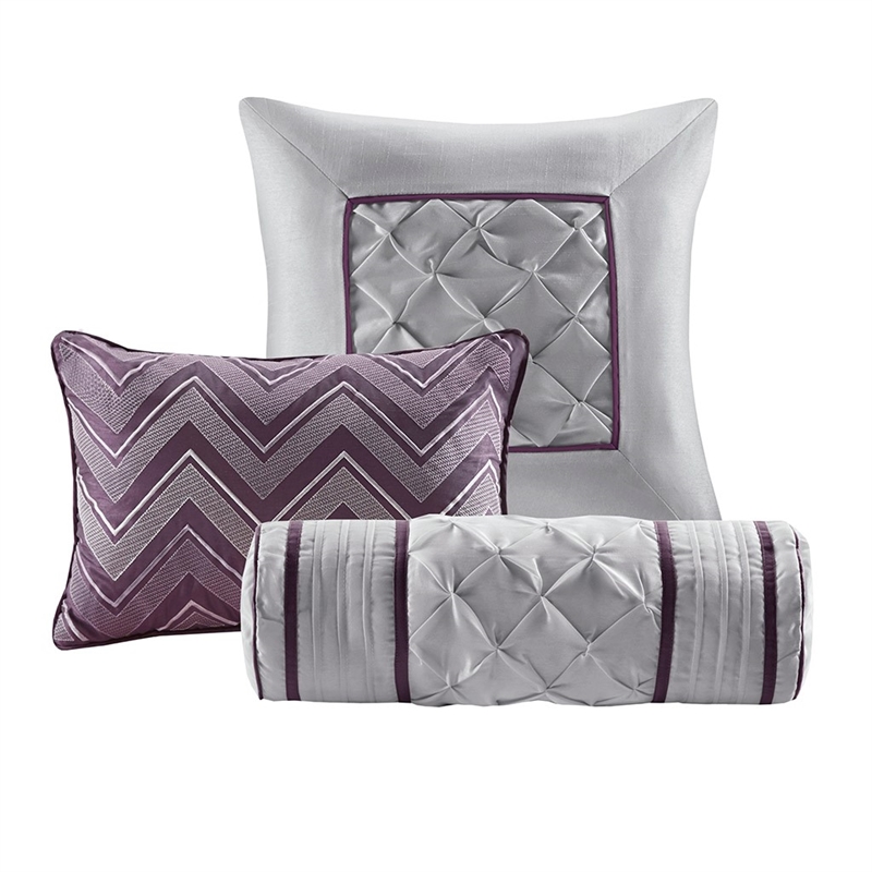 Madison Park Laurel 7 Piece Tufted Comforter Set in Plum
