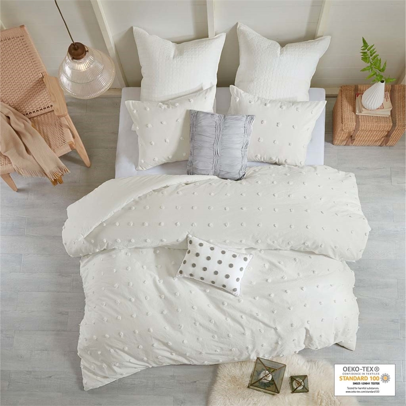 Urban Habitat Brooklyn Cotton Jacquard Duvet Cover Set in Ivory