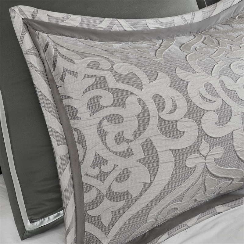 Madison Park Odette 8 Piece Jacquard Comforter Set in Silver