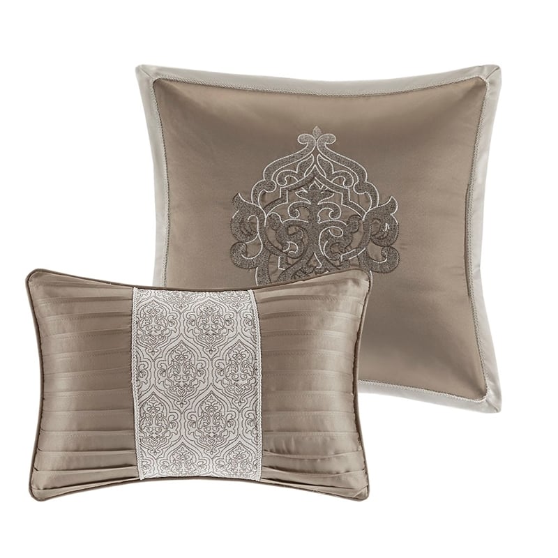 Madison Park Odette 8 Piece Jacquard Comforter Set in Tan