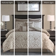 Madison Park Odette 8 Piece Jacquard Comforter Set in Tan