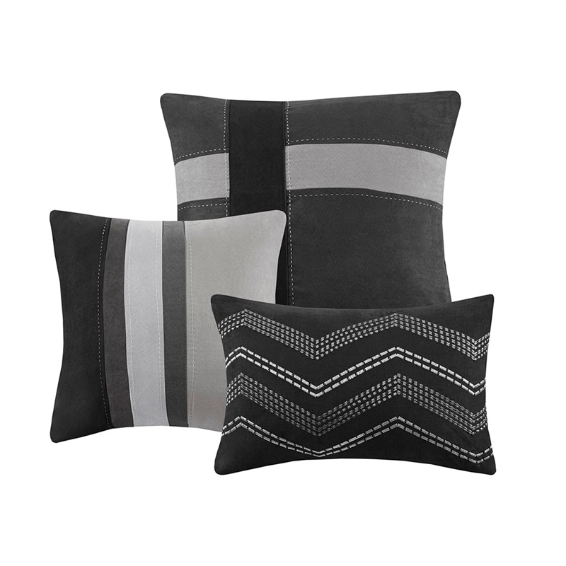 Madison Park Palisades 7 Piece Faux Suede Comforter Set in Black