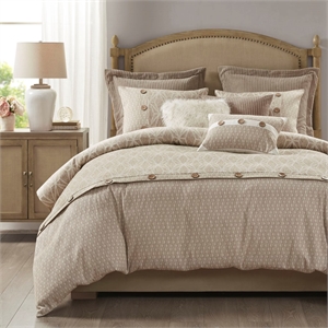 Madison Park Signature Grace 9 Piece Geometric Jacquard Comforter Set in Taupe