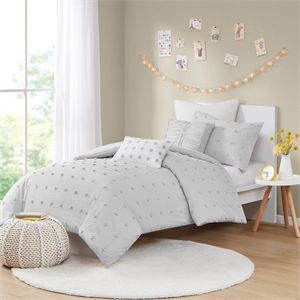 urban habitat brooklyn cotton jacquard comforter set in grey