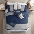 Madison Park Palisades 7 Piece Faux Suede Comforter Set in Blue