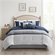 Madison Park Palisades 7 Piece Faux Suede Comforter Set in Blue