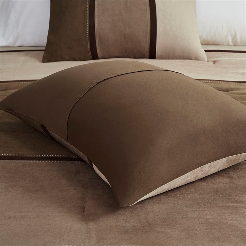 Madison Park Palisades 7 Piece Faux Suede Comforter Set in Brown