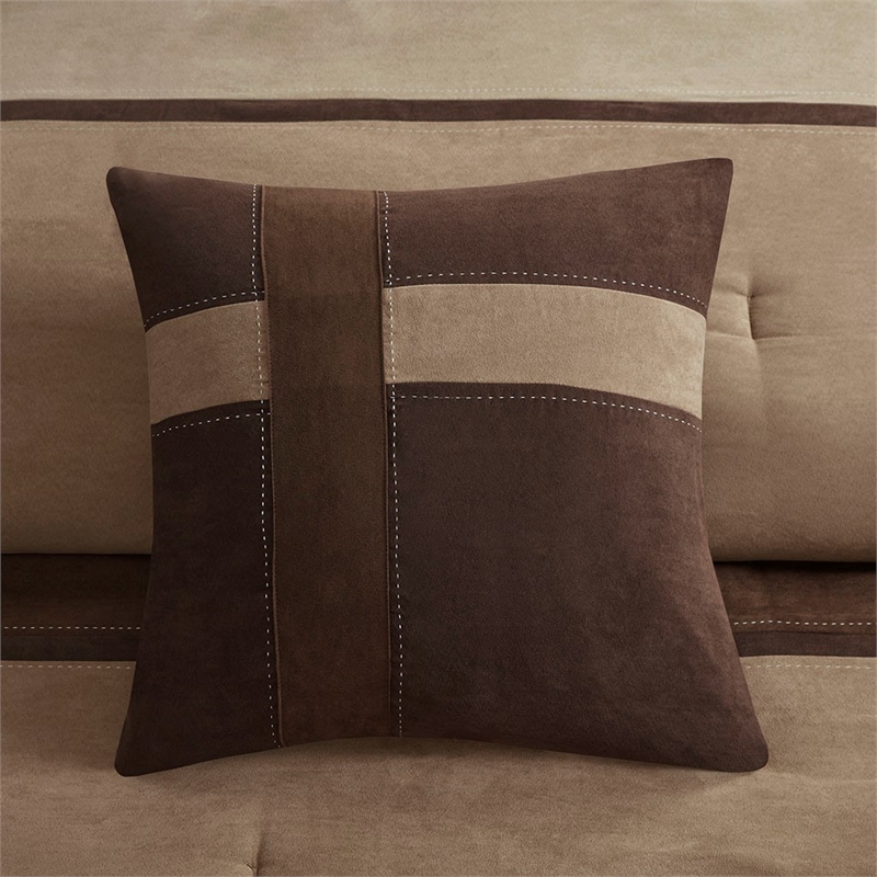 Madison Park Palisades 7 Piece Faux Suede Comforter Set in Brown