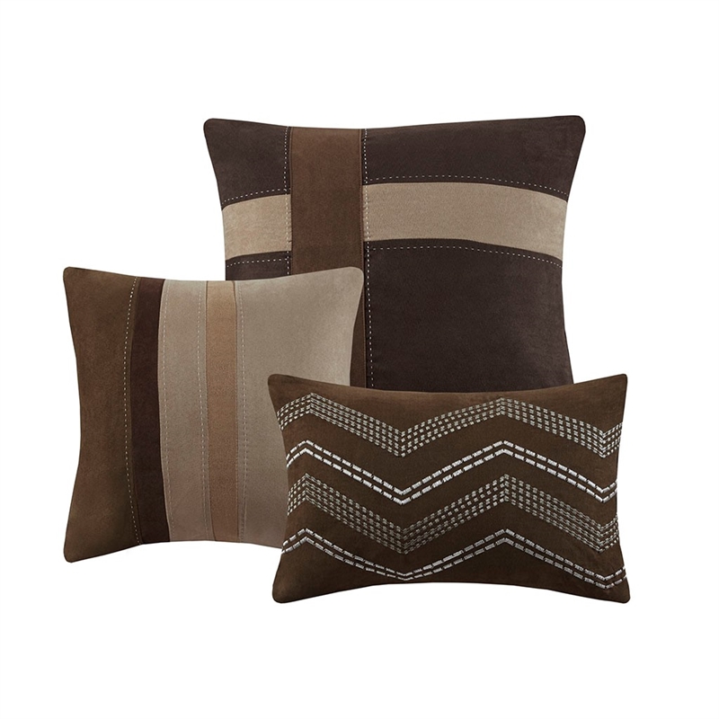 Madison Park Palisades 7 Piece Faux Suede Comforter Set in Brown