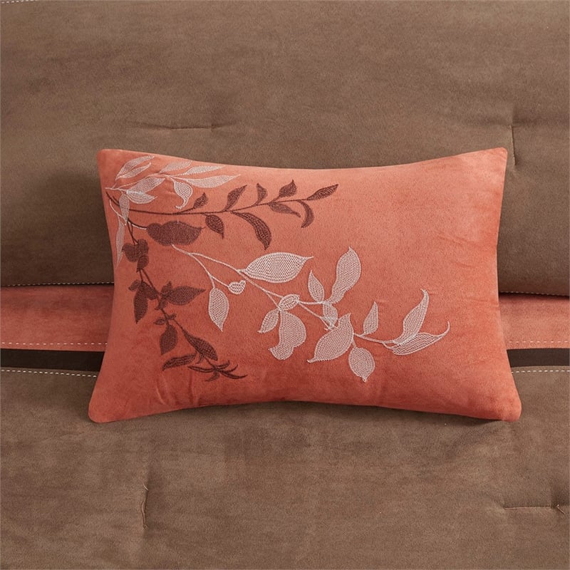 Madison Park Palisades 7 Piece Faux Suede Comforter Set in Coral