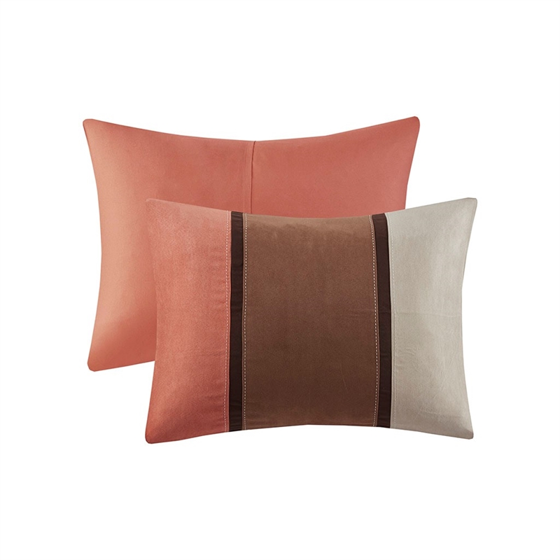 Madison Park Palisades 7 Piece Faux Suede Comforter Set in Coral