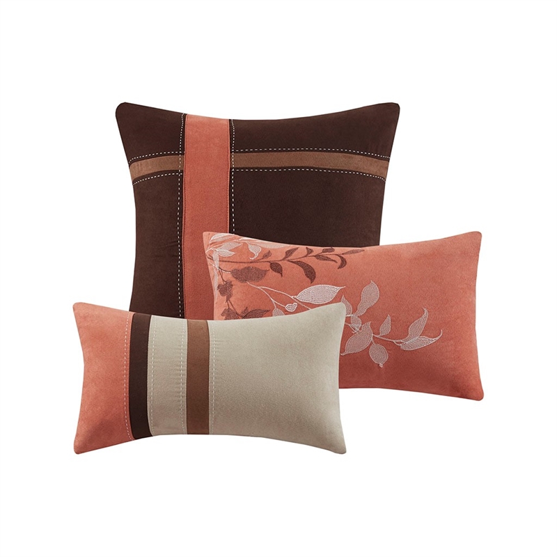 Madison Park Palisades 7 Piece Faux Suede Comforter Set in Coral