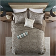 Madison Park Aubrey 5 Piece Reversible Jacquard Bedspread Set in Blue/Brown