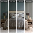 Madison Park Aubrey 5 Piece Reversible Jacquard Bedspread Set in Blue/Brown