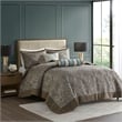 Madison Park Aubrey 5 Piece Reversible Jacquard Bedspread Set in Blue/Brown