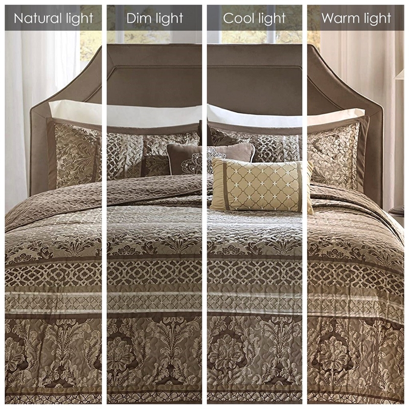Madison Park Bellagio 5 Piece Reversible Jacquard Bedspread Set in Brown/Gold